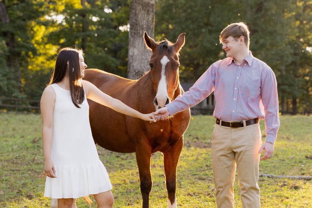 Fall time Signal Mountain engagements with horse by Chattanooga photographer Daisy Moffatt