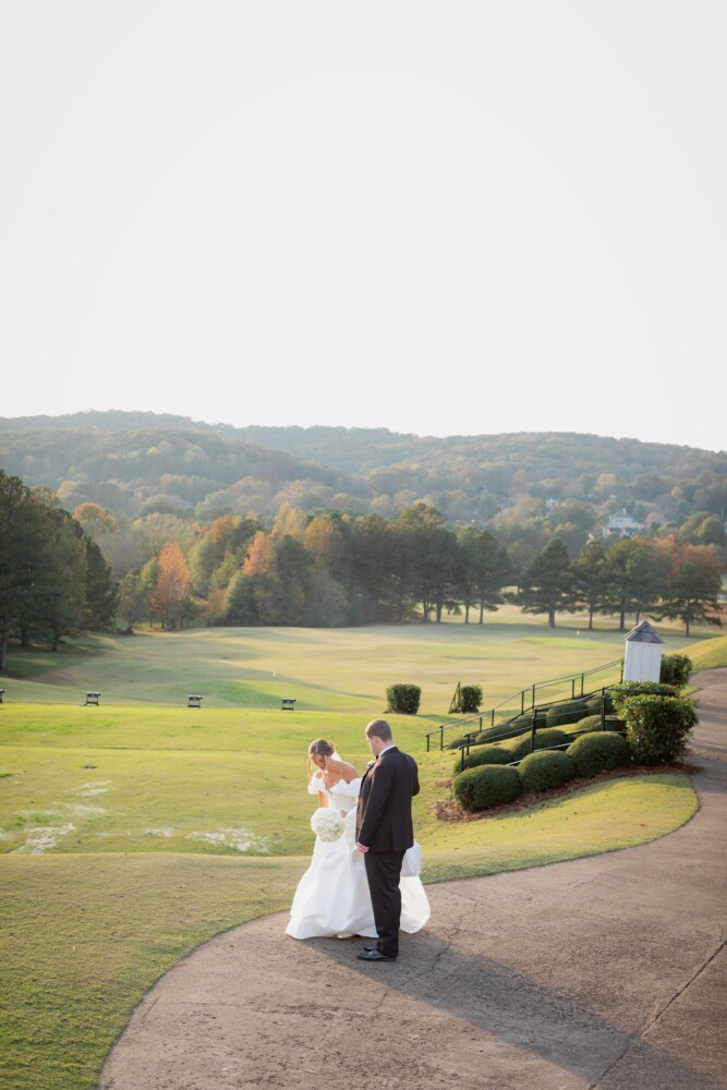 The farm golf club wedding with soft white flowers and black tie celebration