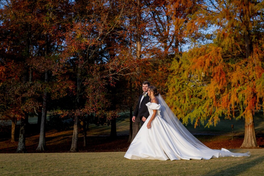 Incredible fall wedding with farm golf club wedding team with soft white flowers and black tie celebration