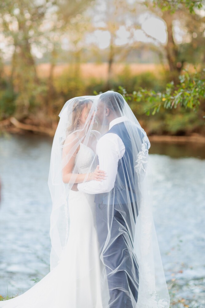 Ocoee Crest wedding with couple down by the river