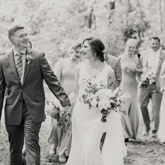A beautiful black and white photo of Timber Rock lodge wedding in oneida Tennessee