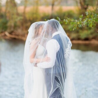 Ocoee Crest wedding with couple down by the river