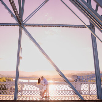 A downtown sunset chattanooga engagement session